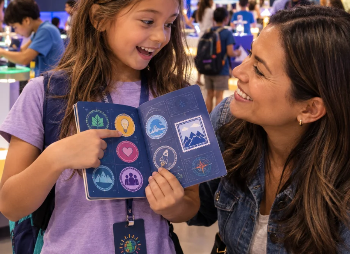 Young person showing a parent their Passport